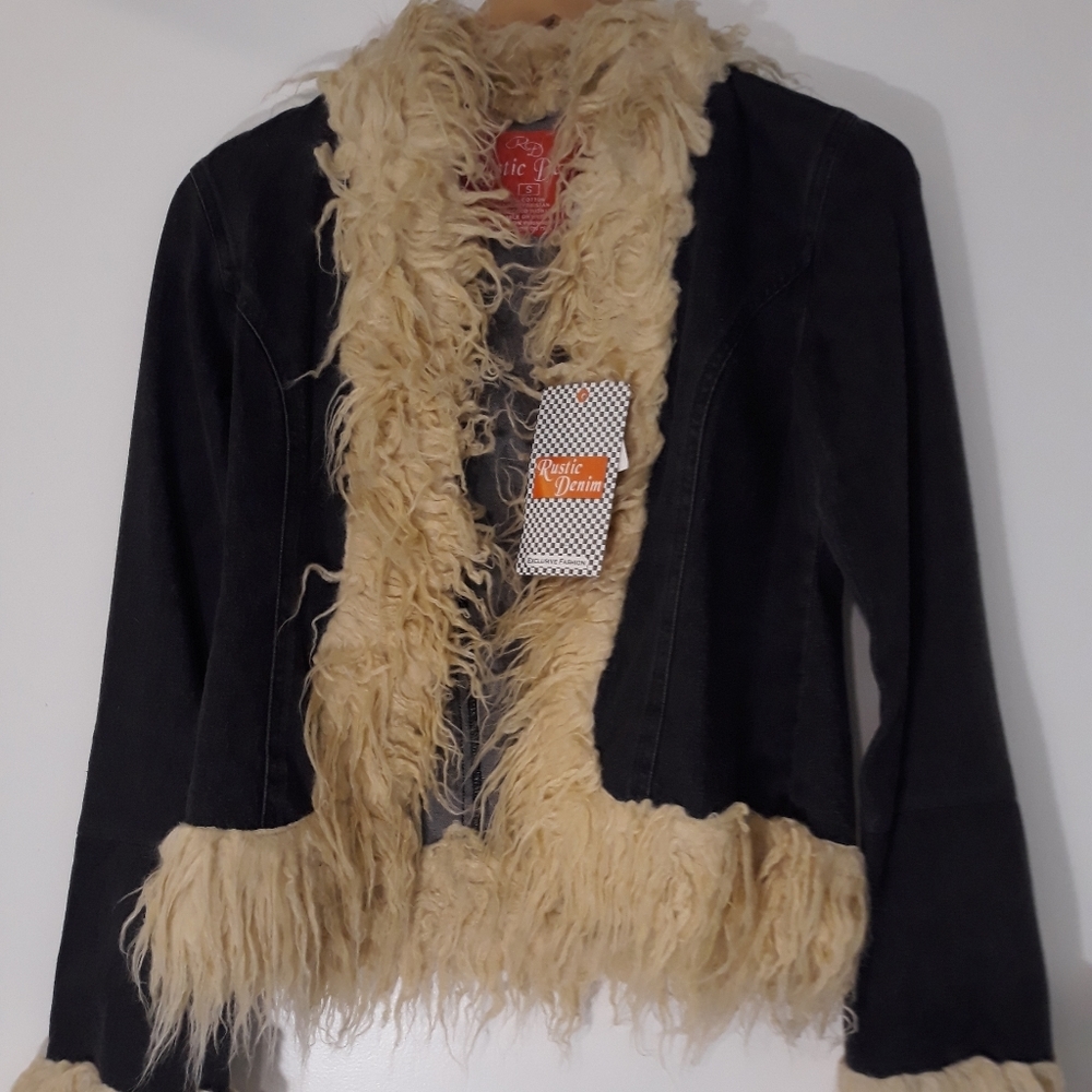 💲Denim & Faux Fur Detail Jacket - Rustic Denim